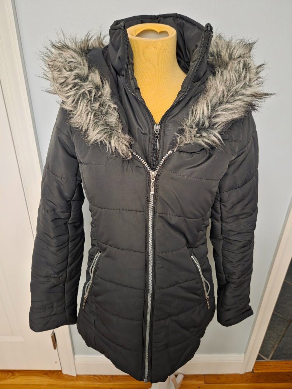 Maralyn & Me Juniors Double Zip Hooded Puffer Coat